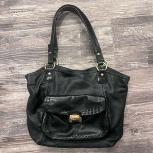 B. Makowsky Black Leather Shoulder Bag